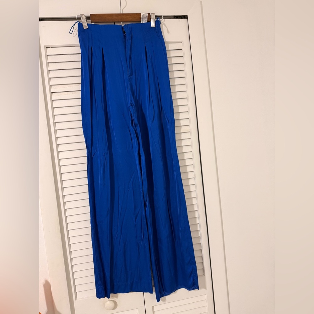 Zara Electric Blue Wide-Leg Women's Pants